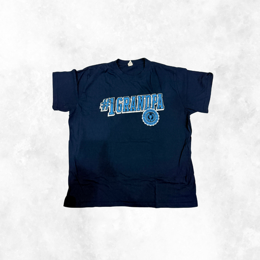 #1 Grandpa Graphic T-Shirt - Vintage Navy Blue Cotton Tee